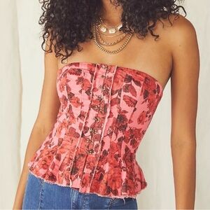 Free People Lights Out Floral Corset